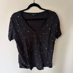 Rails Black and Gold Star Short Sleeve Top